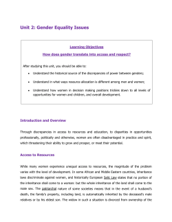 Unit 2: Gender Equality Issues