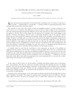 AN AFTERWORD: SCIENCE AND THE JUDICIAL PROCESS I