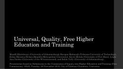 Universal, Quality, Free Higher Education and Training