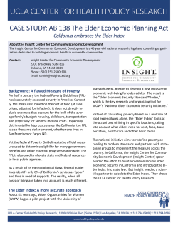 AB 138 The Elder Economic Planning Act