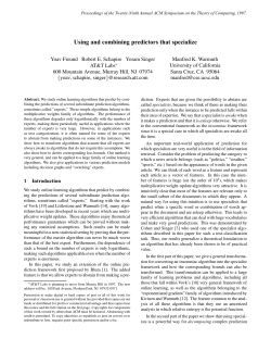 Using and combining predictors that specialize