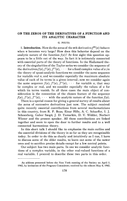 on the zeros of the derivatives of a function