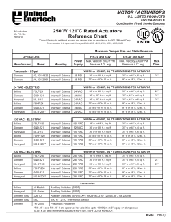 MOTOR / ACTUATORS 250˚F/ 121˚C Rated Actuators Reference