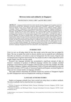 Between status and solidarity in Singapore