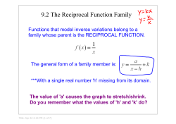 9.2 The Reciprocal Function Family