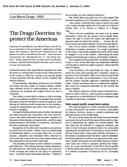Luis Mar&iacute;a Drago: The Drago Doctrine To Protect the Americas