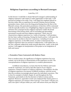 Louis Roy, "Religious Experience according to Bernard Lonergan"