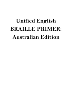 Unified English Braille Primer: Australian Edition