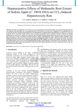 Hepatocurative Effects of Methanolic Root Extract of Sodom