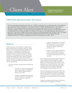 FINRA Revises Markup/Commission Rule Proposal