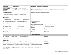 GT Differentiated Exemplar Lesson Grade Level: 5 Subject Area(s