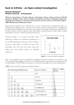 Sum to Infinity - an Open-ended Investigation