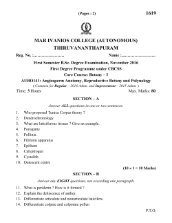 Angiosperm Anatomy, Reproductive Botany and Palynology 2016