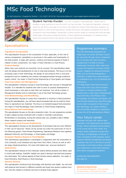 MSc Food Technology