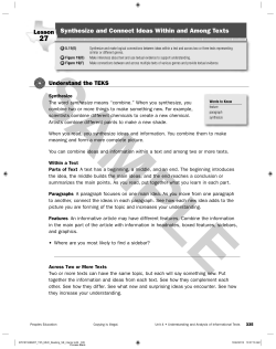 Synthesize and Connect Ideas Within and Among