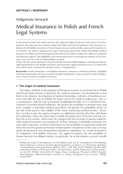 Medical Insurance in Polish and French Legal Systems