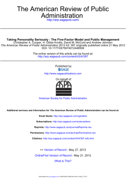 The five factor model and public management - PAWS