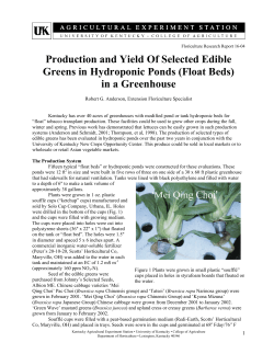 Production and Yield of Selected Edible Greens in Hydroponic Ponds