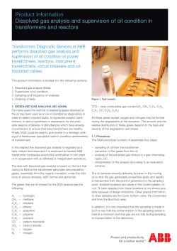 Product Information Dissolved gas analysis and supervision of oil