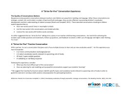 A &ldquo;Strive-for-Five&rdquo; Conversation Experience A &ldquo;Strive-for
