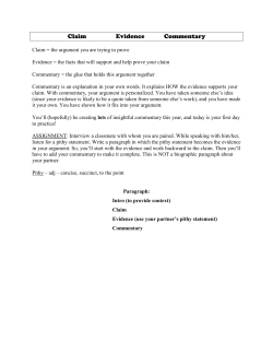 Claim Evidence Commentary