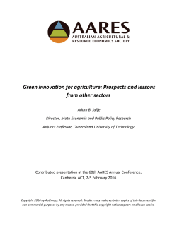 Green innovation for agriculture: Prospects and