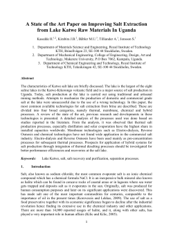 A State of the Art Paper on Improving Salt Extraction from
