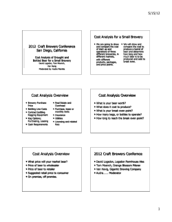Cost Analysis Overview - Craft Brewers Conference