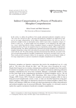 Indirect Categorization as a Process of Predicative Metaphor