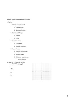 Math 65, Section 3.4 Square Root Functions: I. Review: A. Give an