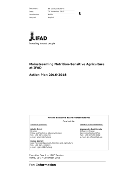 Mainstreaming Nutrition-Sensitive Agriculture at IFAD Action Plan