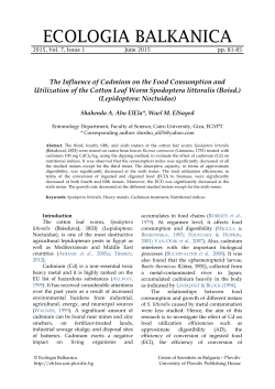 The Influence of Cadmium on the Food Consumption and Utilization