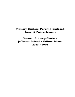 Primary Centers` Parent Handbook Summit Public Schools Summit