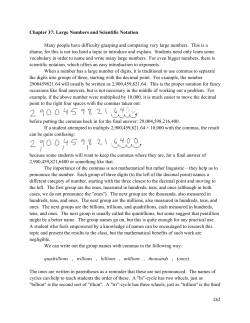 262 Chapter 37: Large Numbers and Scientific Notation Many