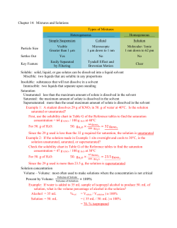 Chapter 14: Mixtures and Solutions Types of Mixtures