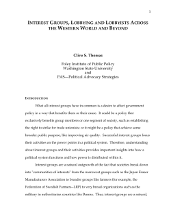 Interest Groups, Lobbying and Lobbyists Across the Western World