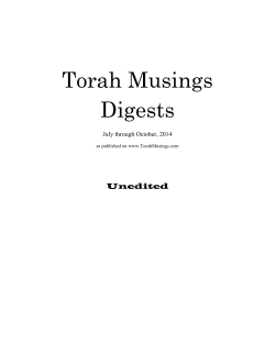 Torah Musings Digests Jul-Oct