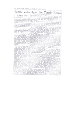 Senate Votes Again for Tonkin Repeal`