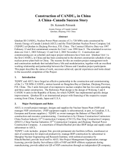 Construction of CANDU&reg; in China A China&ndash;Canada