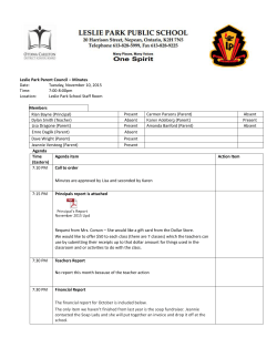 Leslie Park Parent Council &ndash; Minutes Date: Tuesday, November 10