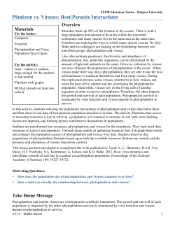 Plankton vs. Viruses: Host/Parasite Interactions