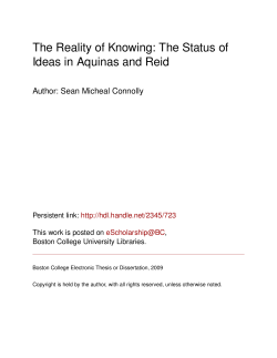 The Reality of Knowing: The Status of Ideas in Aquinas and Reid