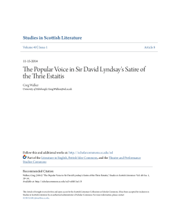 The Popular Voice in Sir David Lyndsay`s Satire of the Thrie Estaitis