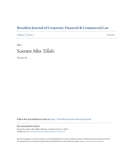 Scienter After Tellabs - BrooklynWorks