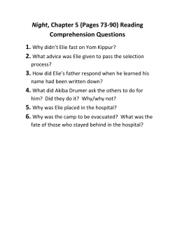 Night, Chapter 5 (Pages 73-90) Reading Comprehension Questions 1.
