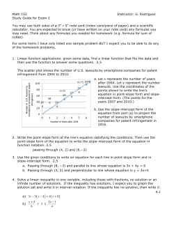 Math 152 Instructor: G. Rodriguez Study Guide for Exam 2 You may