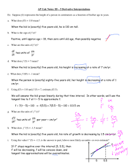 AP Calc Notes: ID &ndash; 5 Derivative Interpretations Ex: Suppose f(t