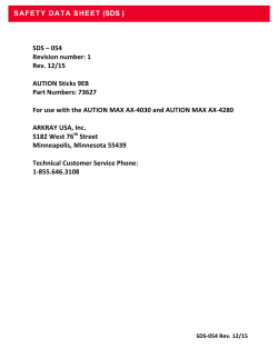 SAFETY DATA SHEET (SDS ) SDS &ndash; 054 Revision number: 1 Rev