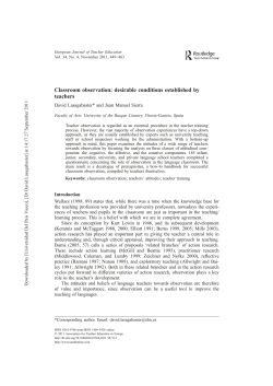 Classroom observation: desirable conditions established