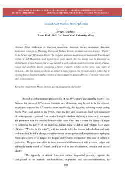 MODERNIST POETIC MANIFESTOES Dragoș Avădanei Assoc